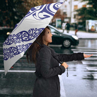 All White Maori Tribal Tattoo Personalised Umbrella Dark Blue Polynesian Style LT9 - Polynesian Pride