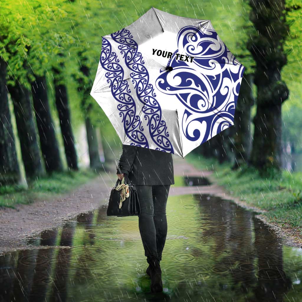 All White Maori Tribal Tattoo Personalised Umbrella Dark Blue Polynesian Style LT9 - Polynesian Pride