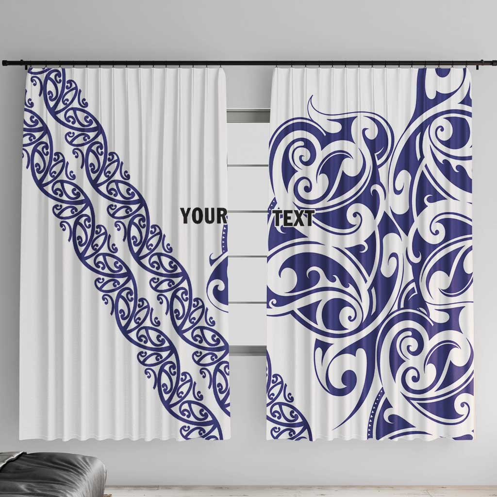 All White Maori Tribal Tattoo Personalised Window Curtain Dark Blue Polynesian Style LT9 With Hooks Blue - Polynesian Pride