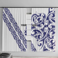 All White Maori Tribal Tattoo Personalised Window Curtain Dark Blue Polynesian Style LT9 With Hooks Blue - Polynesian Pride
