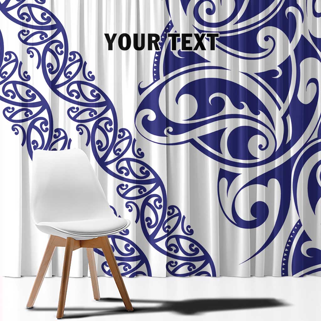 All White Maori Tribal Tattoo Personalised Window Curtain Dark Blue Polynesian Style LT9 - Polynesian Pride