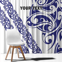 All White Maori Tribal Tattoo Personalised Window Curtain Dark Blue Polynesian Style LT9 - Polynesian Pride