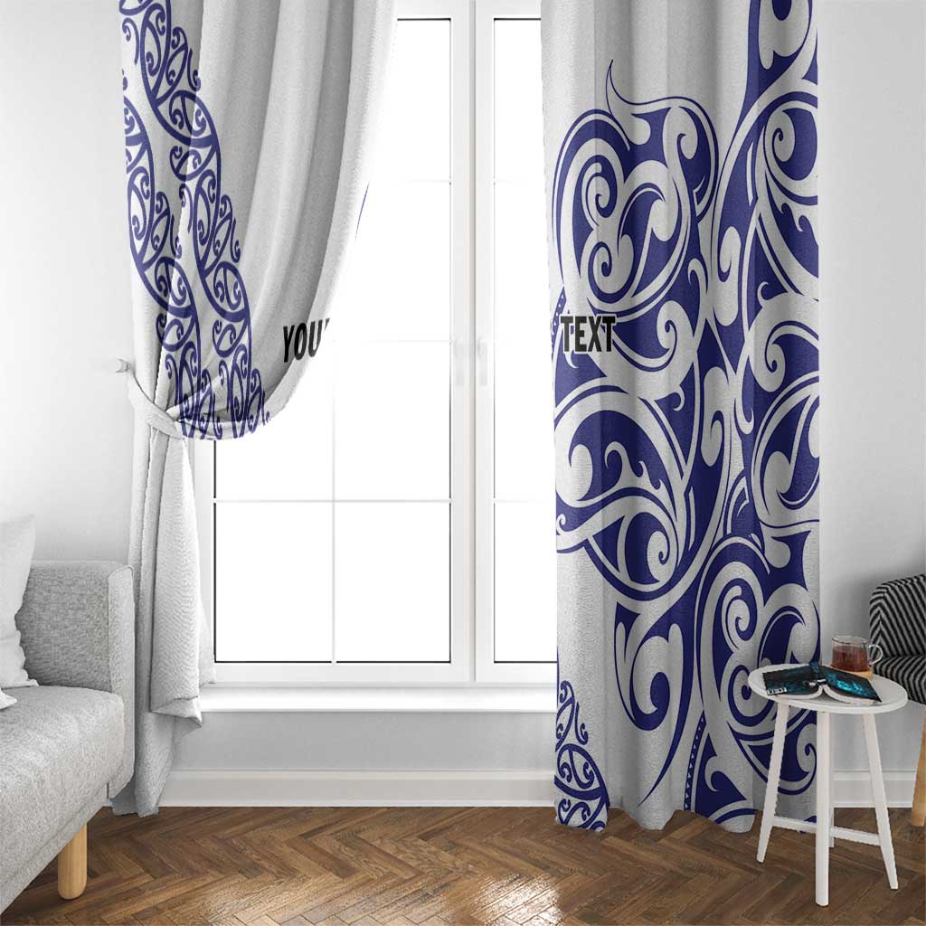 All White Maori Tribal Tattoo Personalised Window Curtain Dark Blue Polynesian Style LT9 - Polynesian Pride