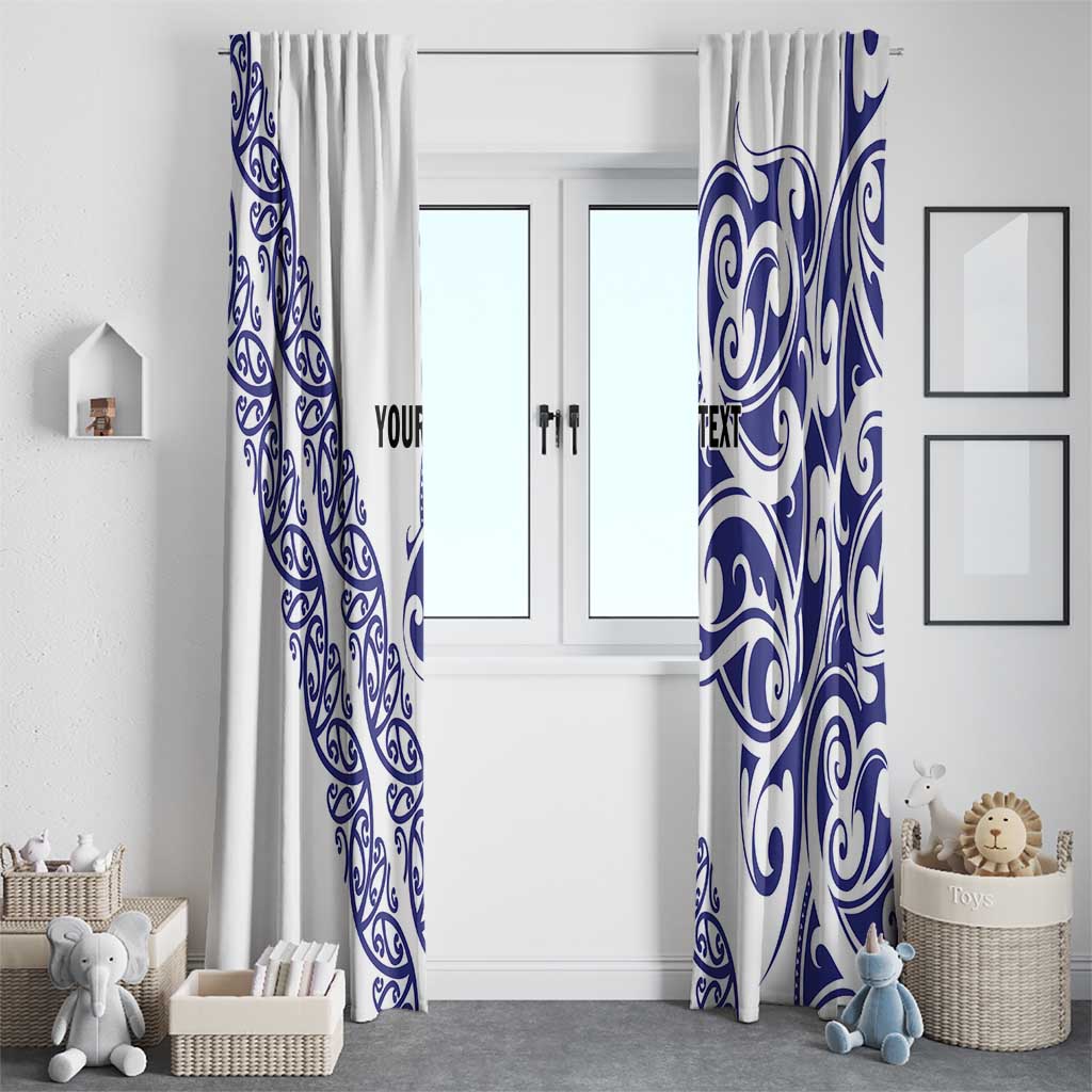 All White Maori Tribal Tattoo Personalised Window Curtain Dark Blue Polynesian Style LT9 - Polynesian Pride