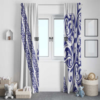 All White Maori Tribal Tattoo Personalised Window Curtain Dark Blue Polynesian Style LT9 - Polynesian Pride