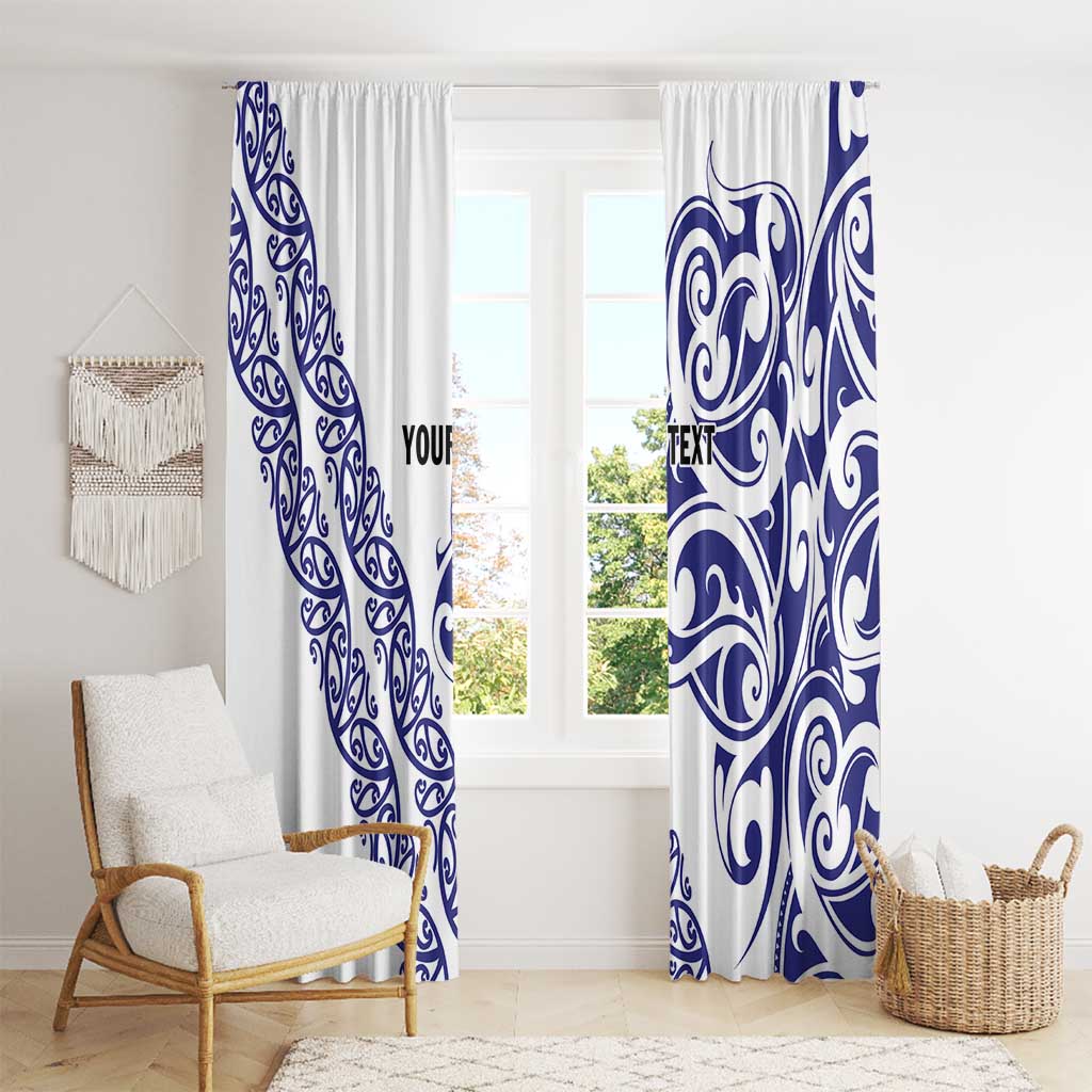 All White Maori Tribal Tattoo Personalised Window Curtain Dark Blue Polynesian Style LT9 - Polynesian Pride