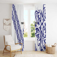 All White Maori Tribal Tattoo Personalised Window Curtain Dark Blue Polynesian Style LT9 - Polynesian Pride
