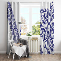 All White Maori Tribal Tattoo Personalised Window Curtain Dark Blue Polynesian Style LT9 - Polynesian Pride