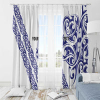 All White Maori Tribal Tattoo Personalised Window Curtain Dark Blue Polynesian Style LT9 - Polynesian Pride