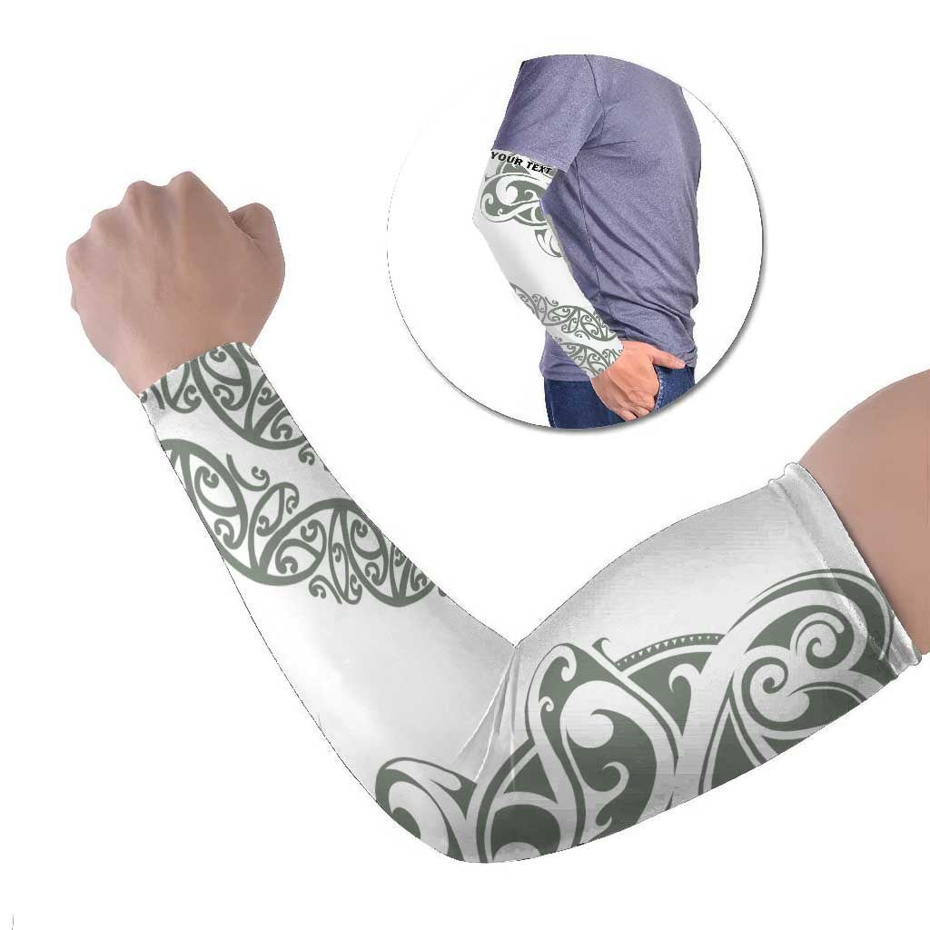 All White Maori Tribal Tattoo Personalised Arm Sleeves Moss Green Polynesian Style - Polynesian Pride