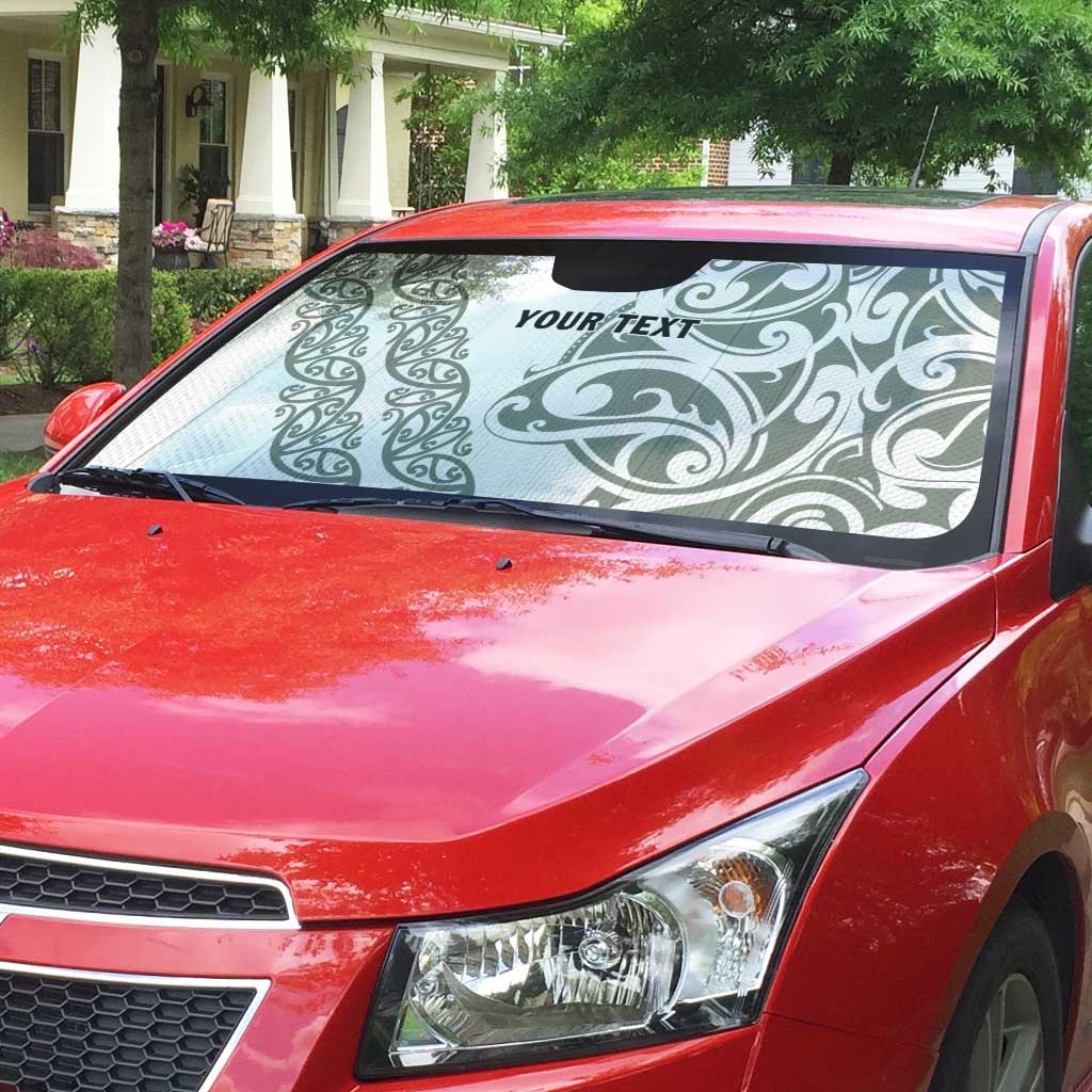 All White Maori Tribal Tattoo Personalised Auto Sun Shade Moss Green Polynesian Style - Polynesian Pride