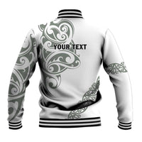 All White Maori Tribal Tattoo Personalised Baseball Jacket Moss Green Polynesian Style LT9 - Polynesian Pride