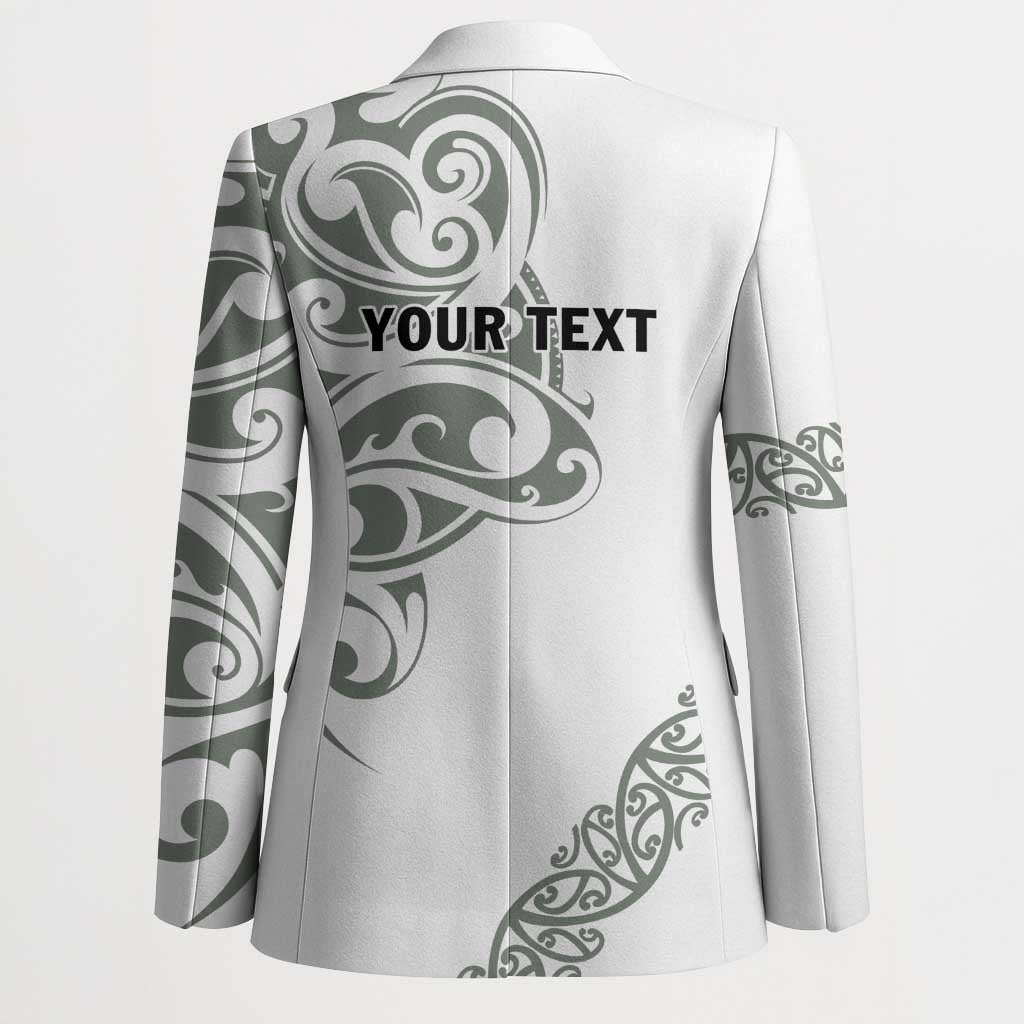 All White Maori Tribal Tattoo Personalised Blazer Moss Green Polynesian Style LT9 - Polynesian Pride