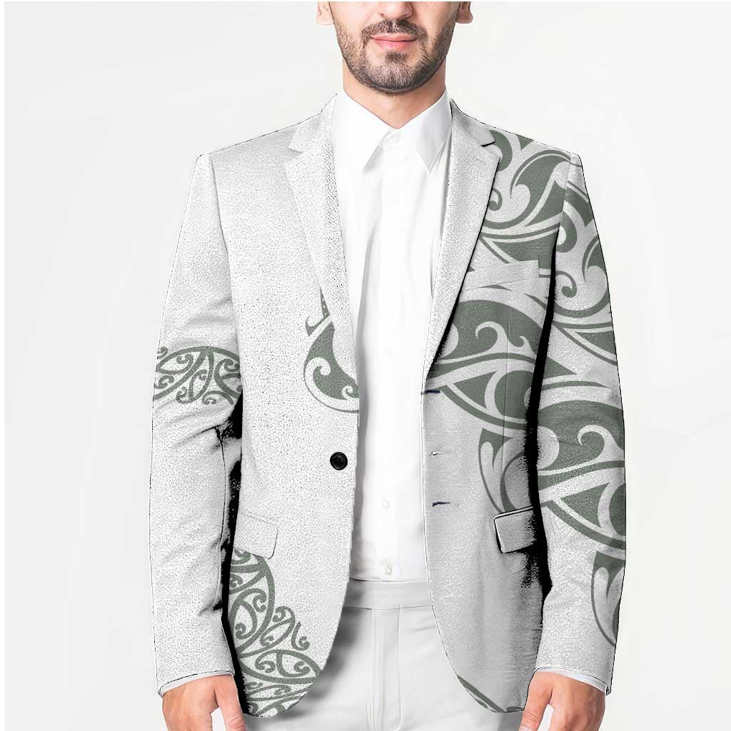 All White Maori Tribal Tattoo Personalised Blazer Moss Green Polynesian Style LT9 - Polynesian Pride