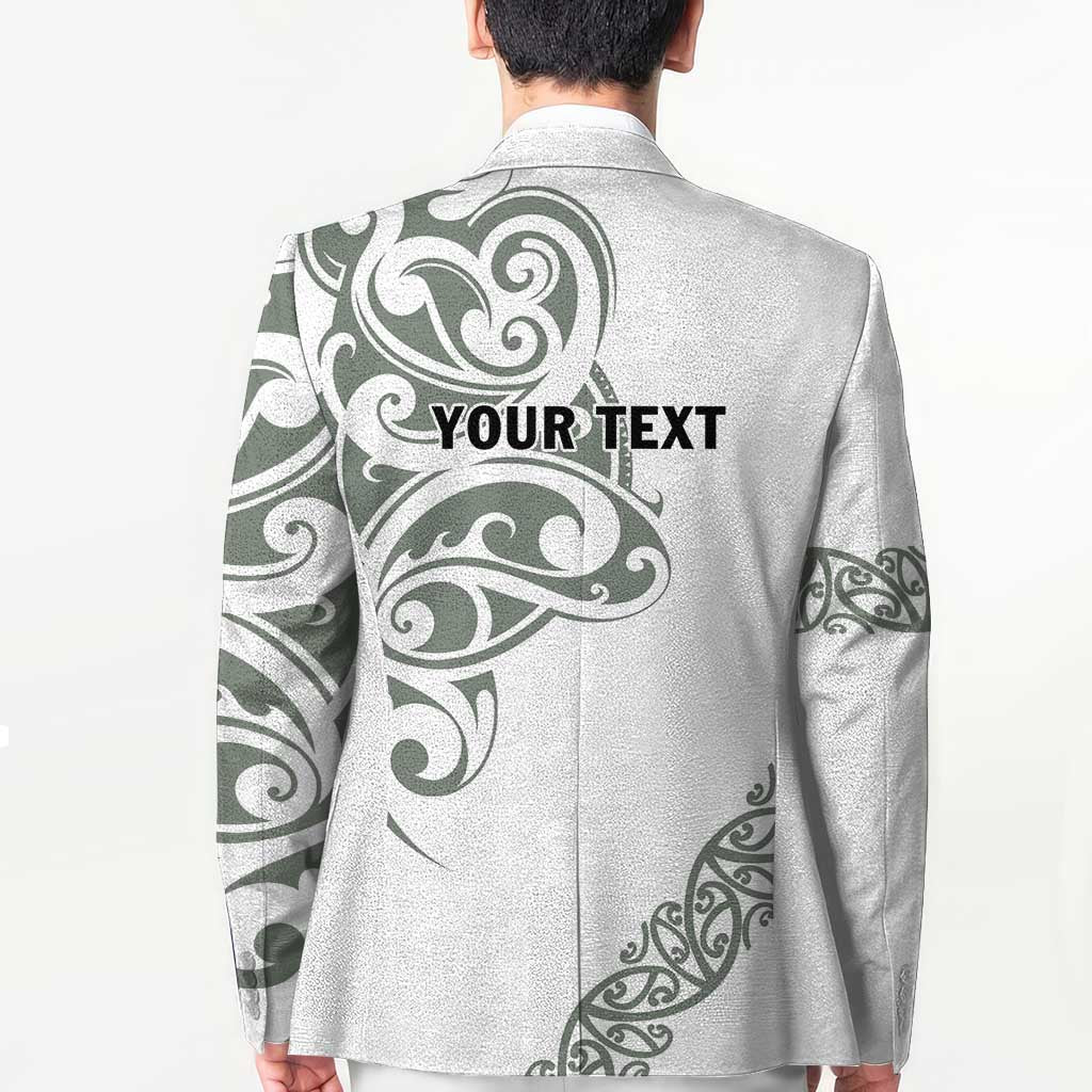 All White Maori Tribal Tattoo Personalised Blazer Moss Green Polynesian Style LT9 - Polynesian Pride