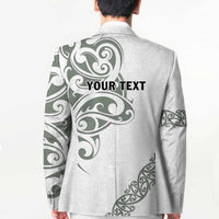 All White Maori Tribal Tattoo Personalised Blazer Moss Green Polynesian Style LT9 - Polynesian Pride