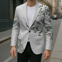 All White Maori Tribal Tattoo Personalised Blazer Moss Green Polynesian Style LT9 - Polynesian Pride
