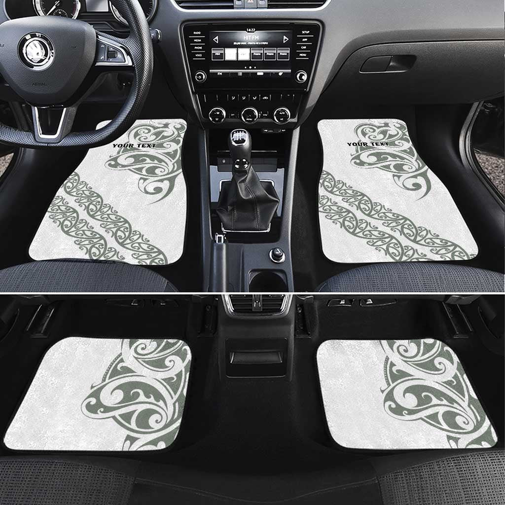 All White Maori Tribal Tattoo Personalised Car Mats Moss Green Polynesian Style LT9 Set 4pcs Green - Polynesian Pride