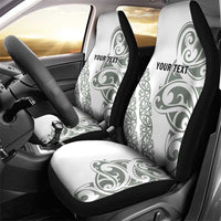 All White Maori Tribal Tattoo Personalised Car Seat Cover Moss Green Polynesian Style - Polynesian Pride