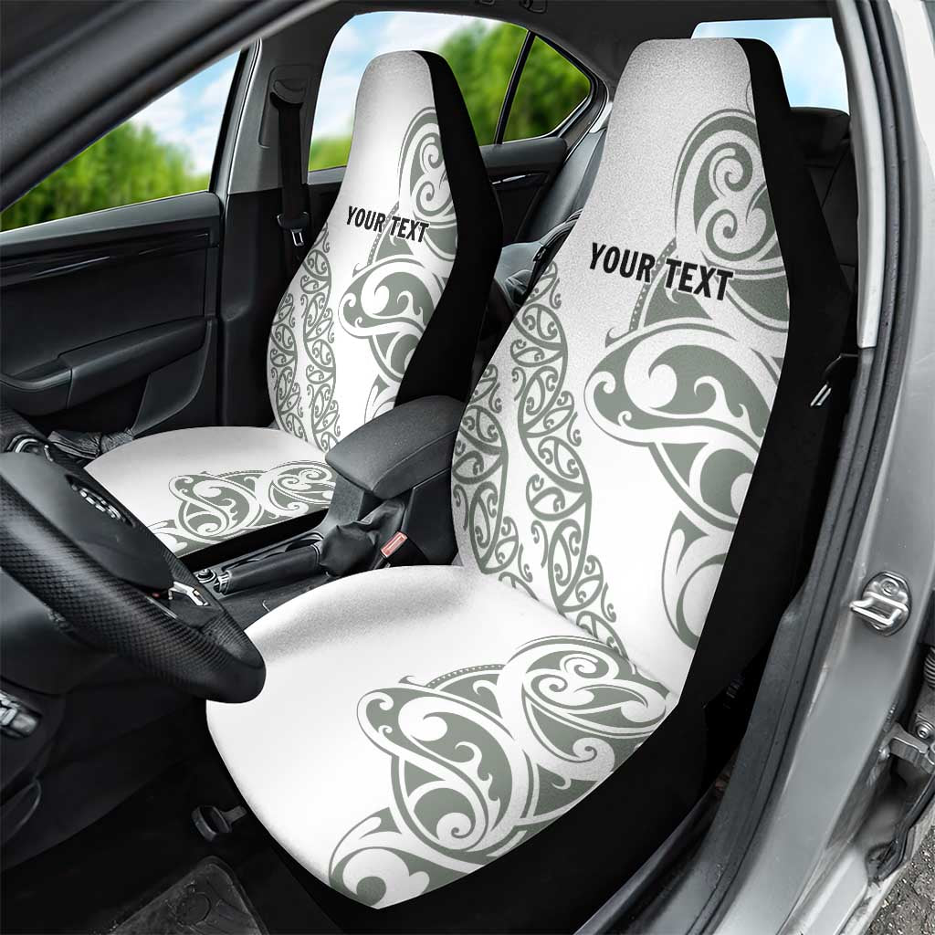 All White Maori Tribal Tattoo Personalised Car Seat Cover Moss Green Polynesian Style - Polynesian Pride