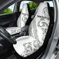 All White Maori Tribal Tattoo Personalised Car Seat Cover Moss Green Polynesian Style - Polynesian Pride