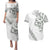 All White Maori Tribal Tattoo Personalised Couples Matching Puletasi and Hawaiian Shirt Moss Green Polynesian Style - Polynesian Pride