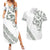 All White Maori Tribal Tattoo Personalised Couples Matching Summer Maxi Dress and Hawaiian Shirt Moss Green Polynesian Style - Polynesian Pride