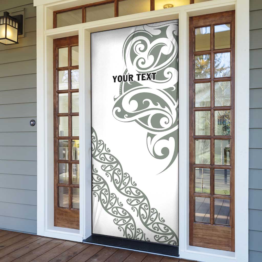 All White Maori Tribal Tattoo Personalised Door Cover Moss Green Polynesian Style - Polynesian Pride