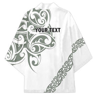 All White Maori Tribal Tattoo Personalised Kimono Moss Green Polynesian Style LT9 - Polynesian Pride