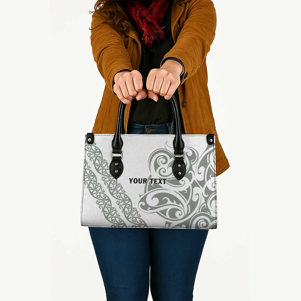 All White Maori Tribal Tattoo Personalised Leather Bag Moss Green Polynesian Style - Polynesian Pride