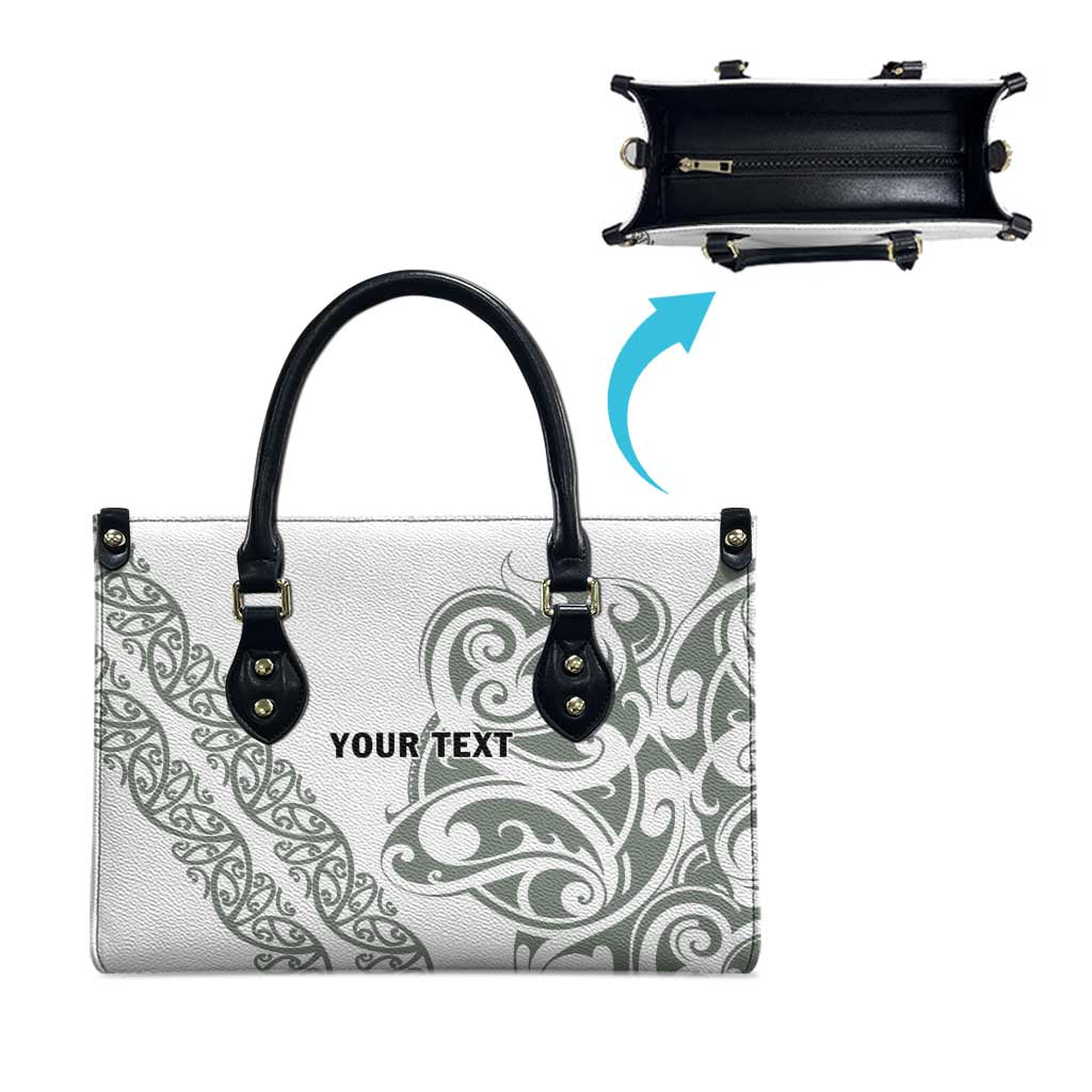 All White Maori Tribal Tattoo Personalised Leather Bag Moss Green Polynesian Style - Polynesian Pride