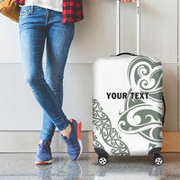 All White Maori Tribal Tattoo Personalised Luggage Cover Moss Green Polynesian Style - Polynesian Pride