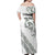 All White Maori Tribal Tattoo Personalised Off Shoulder Maxi Dress Moss Green Polynesian Style - Polynesian Pride