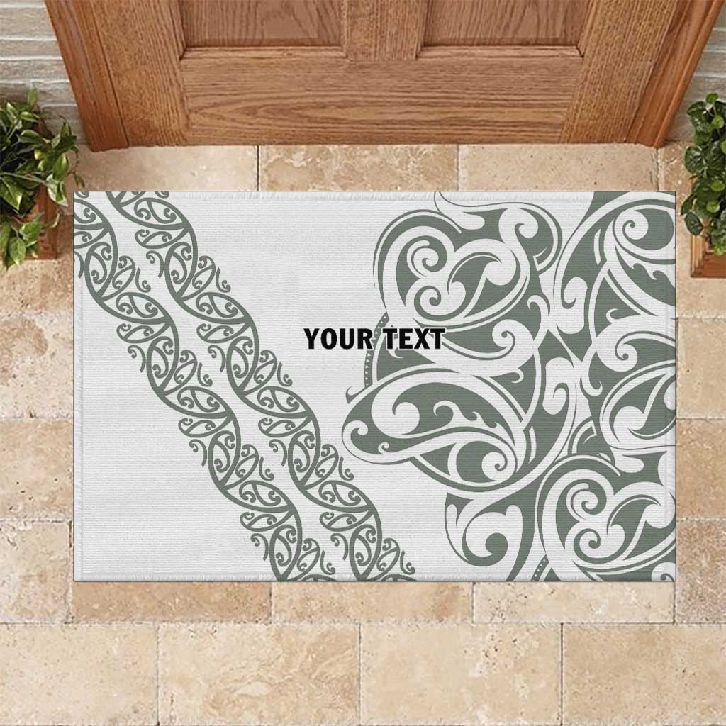 All White Maori Tribal Tattoo Personalised Rubber Doormat Moss Green Polynesian Style LT9 Green - Polynesian Pride
