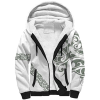 All White Maori Tribal Tattoo Personalised Sherpa Hoodie Moss Green Polynesian Style LT9 Unisex Green - Polynesian Pride