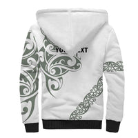 All White Maori Tribal Tattoo Personalised Sherpa Hoodie Moss Green Polynesian Style LT9 - Polynesian Pride
