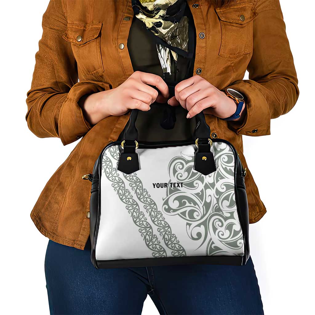 All White Maori Tribal Tattoo Personalised Shoulder Handbag Moss Green Polynesian Style - Polynesian Pride
