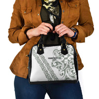 All White Maori Tribal Tattoo Personalised Shoulder Handbag Moss Green Polynesian Style - Polynesian Pride