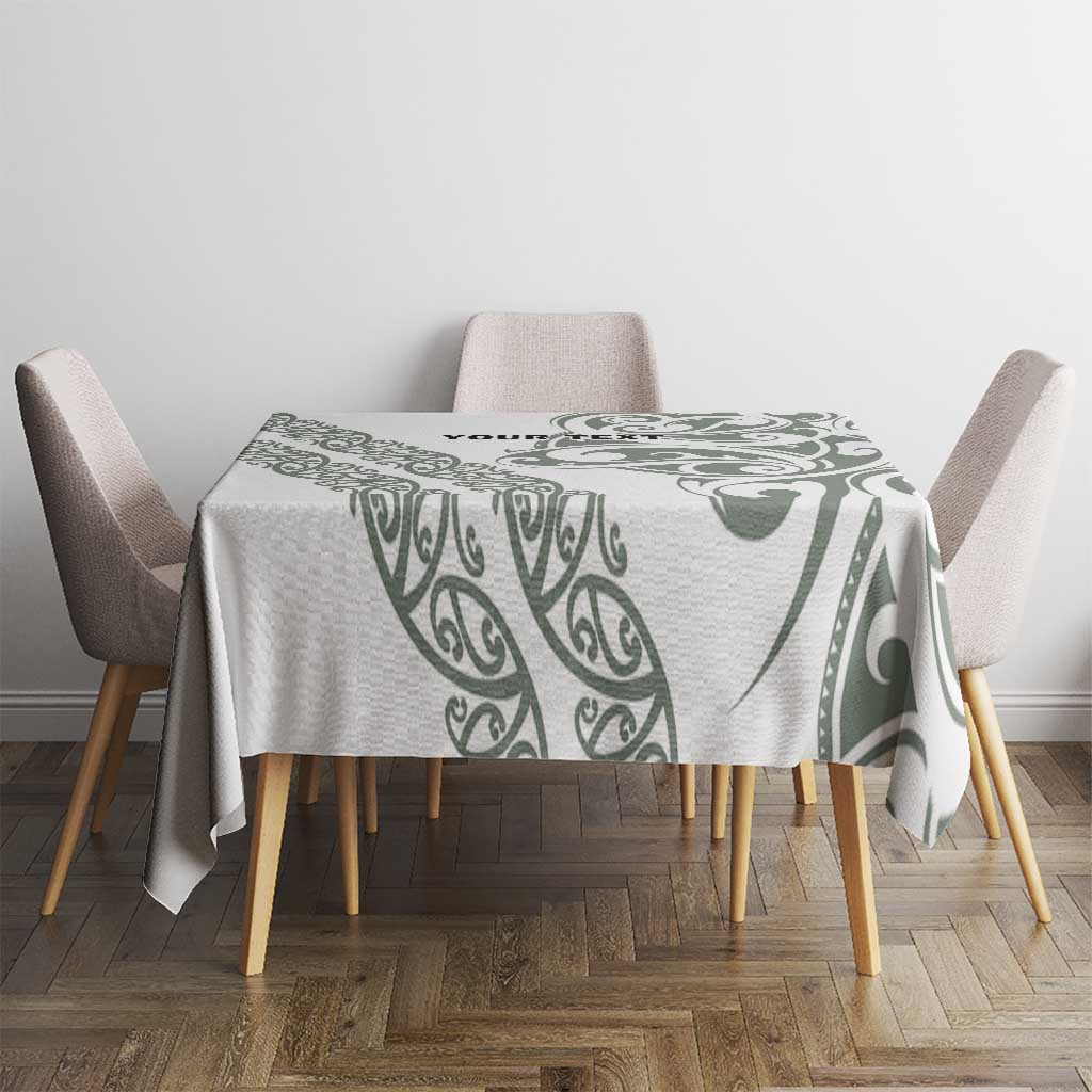 All White Maori Tribal Tattoo Personalised Tablecloth Moss Green Polynesian Style - Polynesian Pride