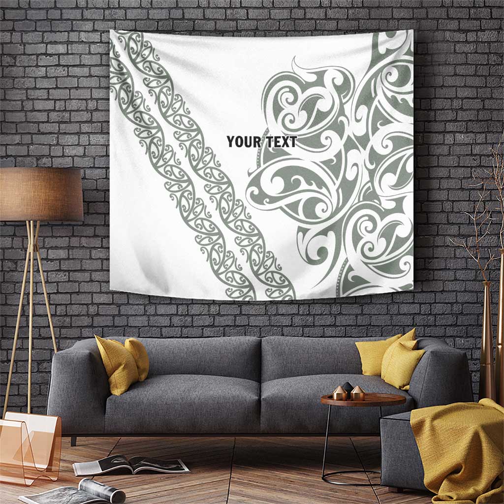 All White Maori Tribal Tattoo Personalised Tapestry Moss Green Polynesian Style LT9 Green - Polynesian Pride