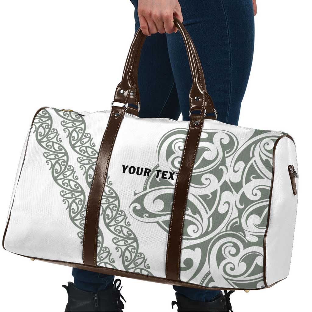 All White Maori Tribal Tattoo Personalised Travel Bag Moss Green Polynesian Style - Polynesian Pride