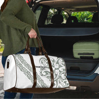 All White Maori Tribal Tattoo Personalised Travel Bag Moss Green Polynesian Style - Polynesian Pride