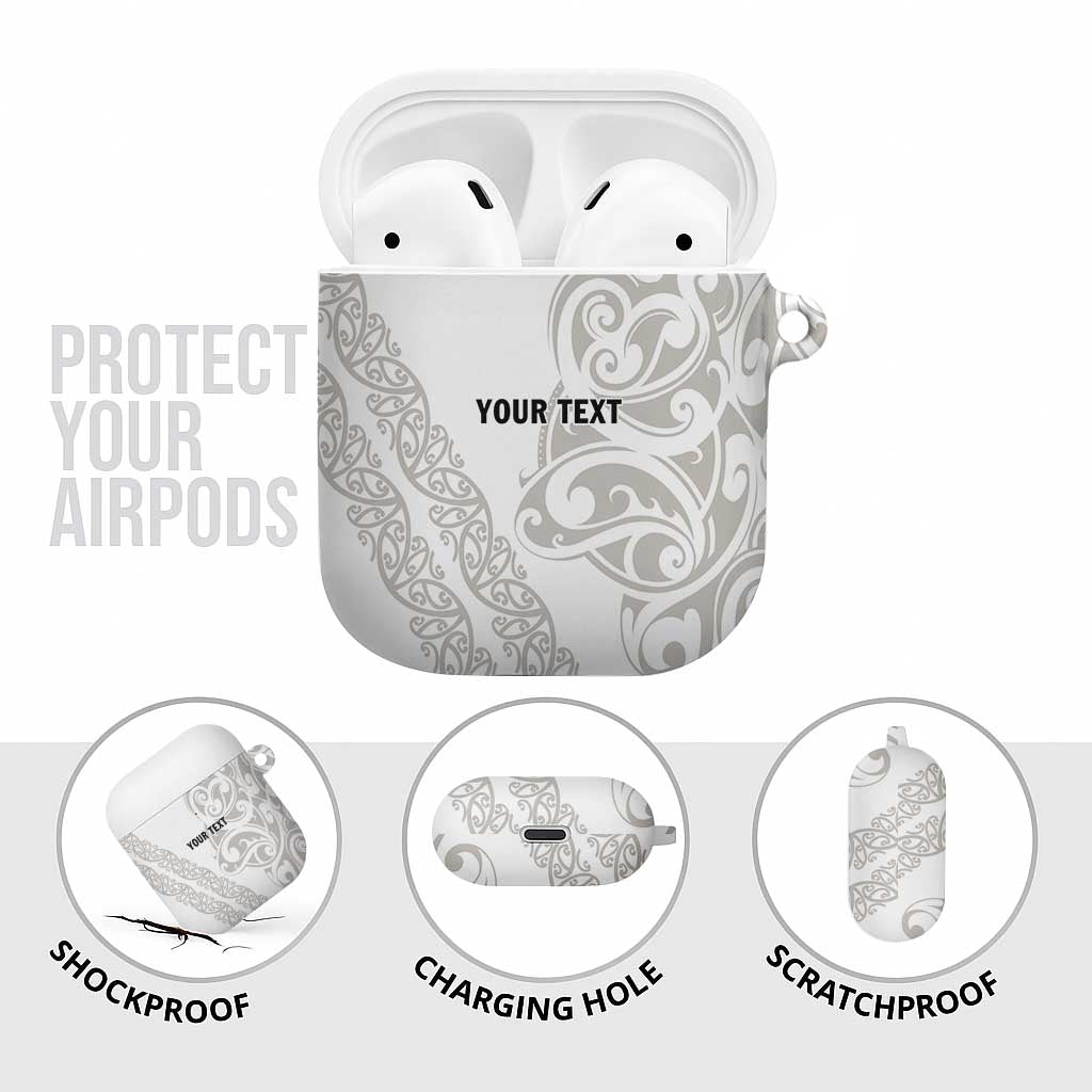 All White Maori Tribal Tattoo Personalised AirPods Case Stone Gray Polynesian Style - Polynesian Pride