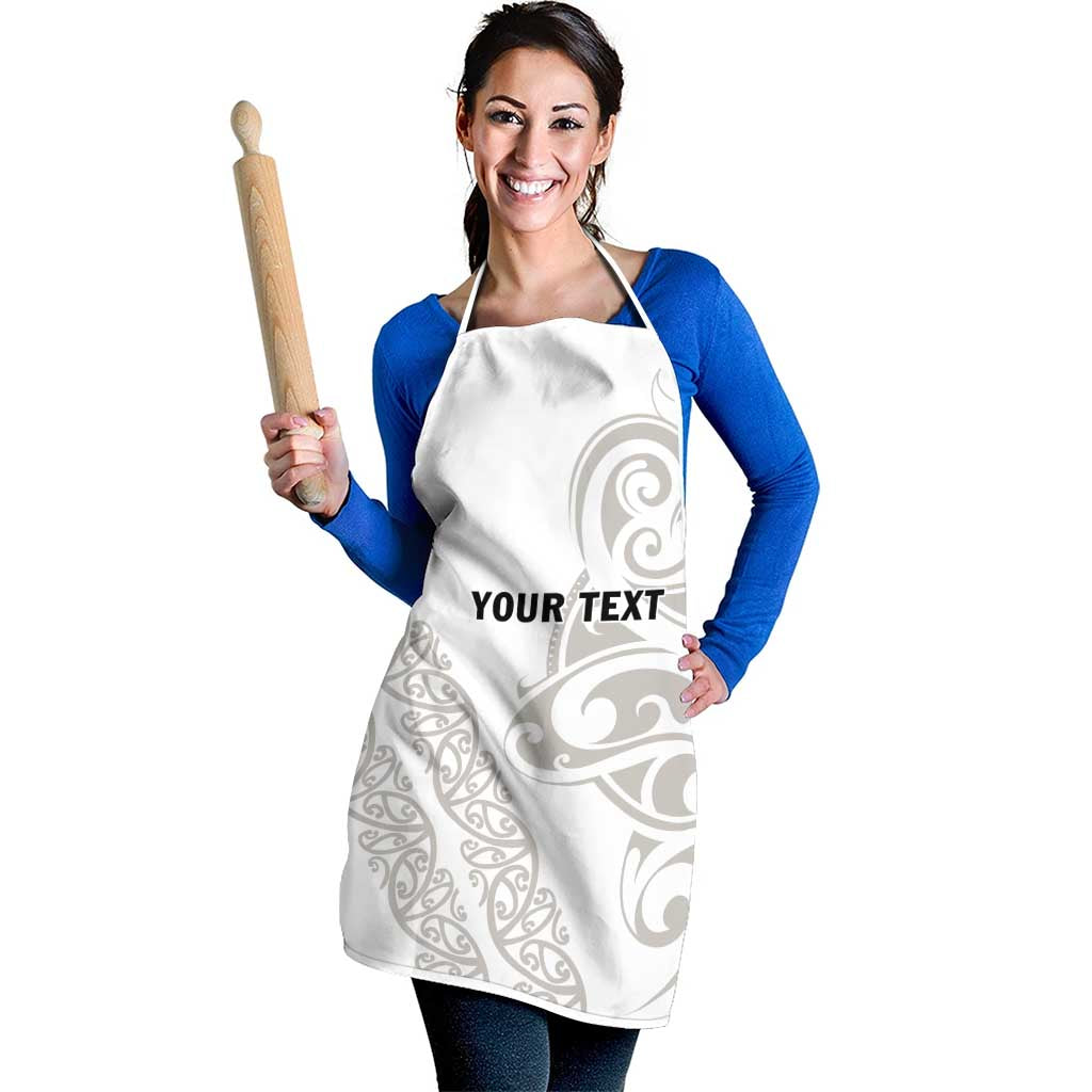All White Maori Tribal Tattoo Personalised Apron Stone Gray Polynesian Style - Polynesian Pride
