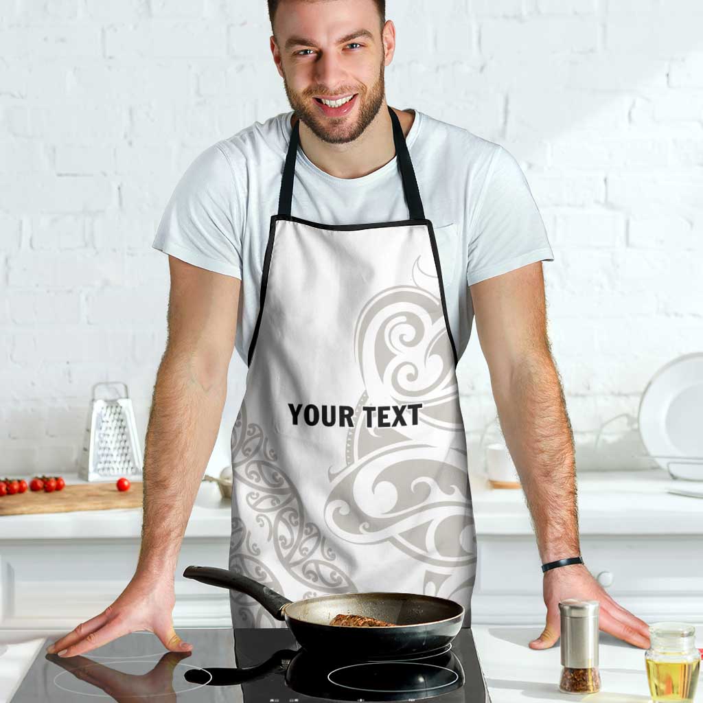 All White Maori Tribal Tattoo Personalised Apron Stone Gray Polynesian Style - Polynesian Pride