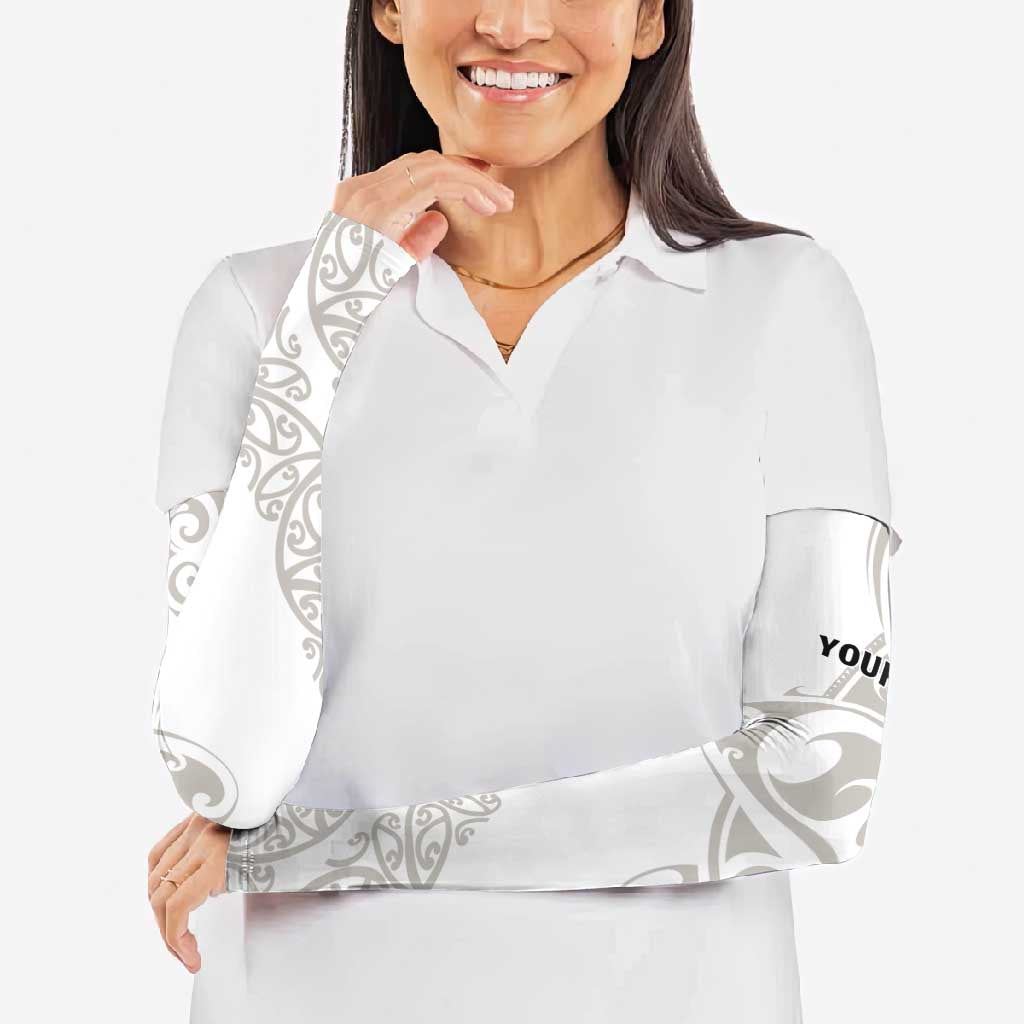 All White Maori Tribal Tattoo Personalised Arm Sleeves Stone Gray Polynesian Style - Polynesian Pride
