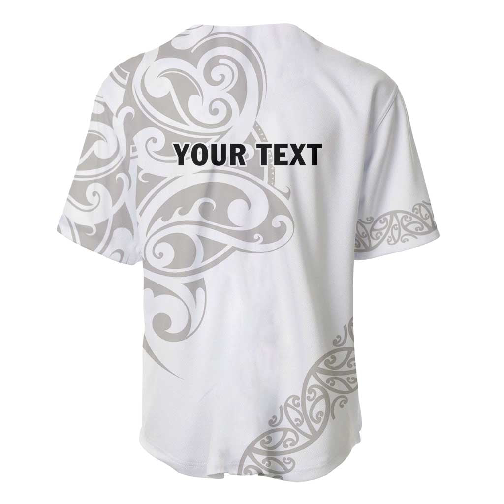 All White Maori Tribal Tattoo Personalised Baseball Jersey Stone Gray Polynesian Style - Polynesian Pride