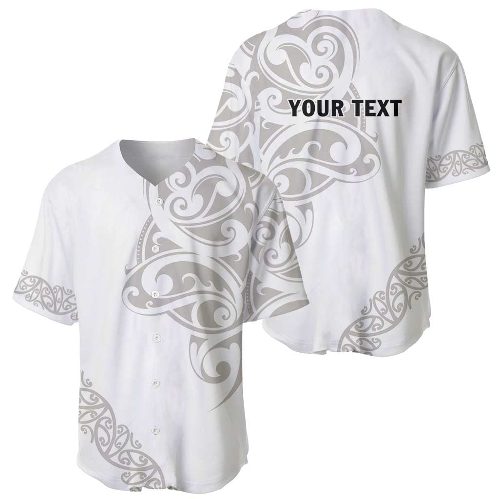 All White Maori Tribal Tattoo Personalised Baseball Jersey Stone Gray Polynesian Style - Polynesian Pride