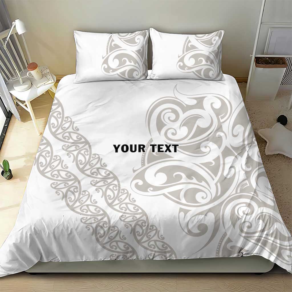 All White Maori Tribal Tattoo Personalised Bedding Set Stone Gray Polynesian Style - Polynesian Pride