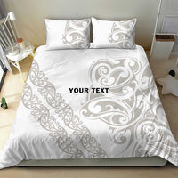 All White Maori Tribal Tattoo Personalised Bedding Set Stone Gray Polynesian Style - Polynesian Pride